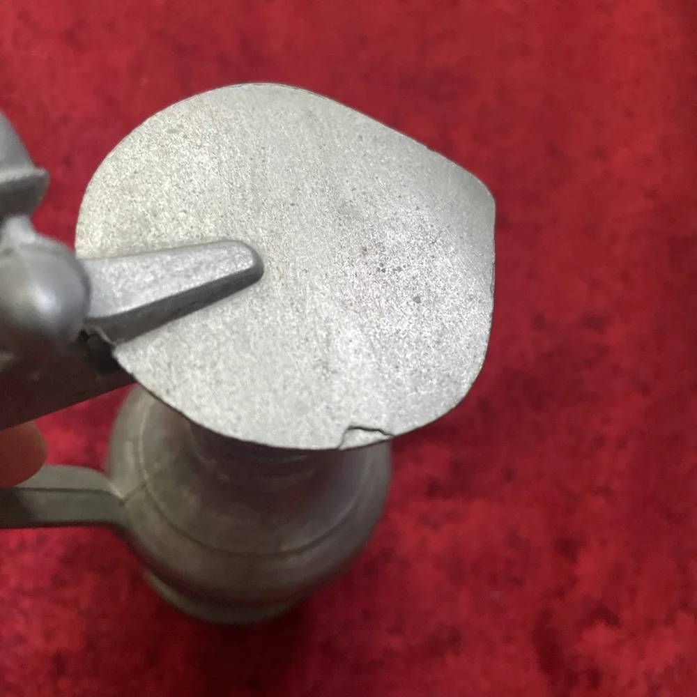 Vintage German Pewter Pitcher With Lid Stamped On The Bottom Stands 5 Inches‎